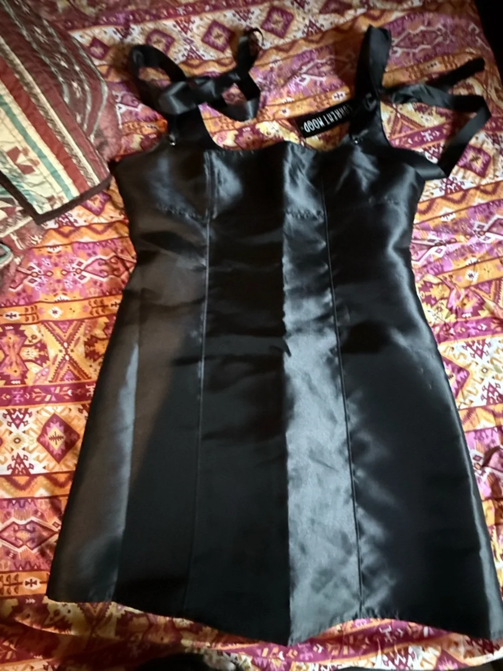 Current Mood Black Pixie Tie-Shoulder Mini Dress - Picture 1 of 3